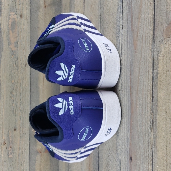 adidas Men's Originals Superstar Retro Leather Shoes Two Laces Legacy Indigo - Picture 4 of 9